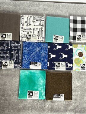Fat Quarter Fabric Mixed Lot 10 Joann Fabrics Flannel Batic Metallic Cotton